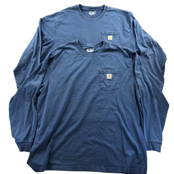 2 Carhartt Men Work T-Shirt Size 3XL Lot Of Two Loose Fit Long Sleeve Pocket Tee - Picture 1 of 9
